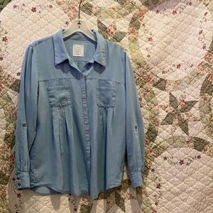 Style and co lyocell denim button front blouse